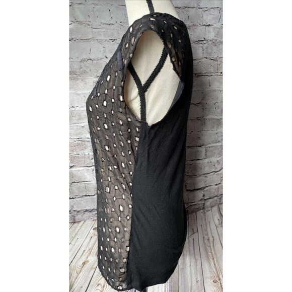 The‎ Limited Women's Open Eyelet Style Double Layered Sleeveless Black Blouse M - Picture 2 of 3